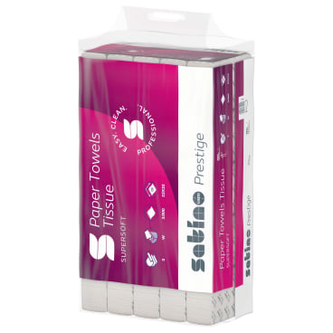 Satino Prestige Handtuchpapier W-Falz 3-lagig - kompatibel mit PT2 Spendersystem - Med-Praxisbedarf
