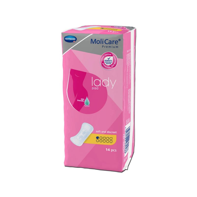 MoliCare lady pad in der Hand - dünnes Design für Diskretion im Alltag - Med-Praxisbedarf