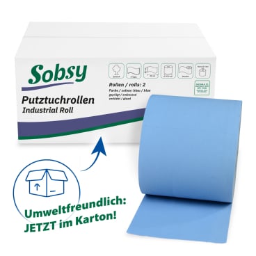 Sobsy Industriepapierrolle 25 cm 2-lagig - Putztuchrolle für professionelle Reinigung - Med-Praxisbedarf
