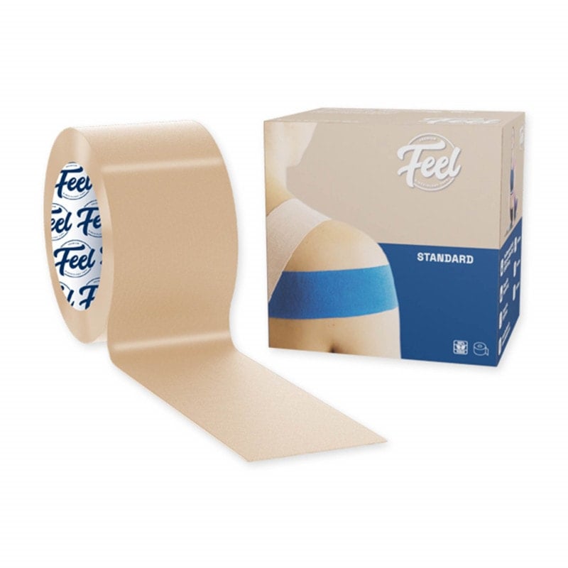 Feel Standard Tape Rolle in Blau - Kinesiologie Tape für Sport und Therapie, 5 Meter - Med-Praxisbedarf