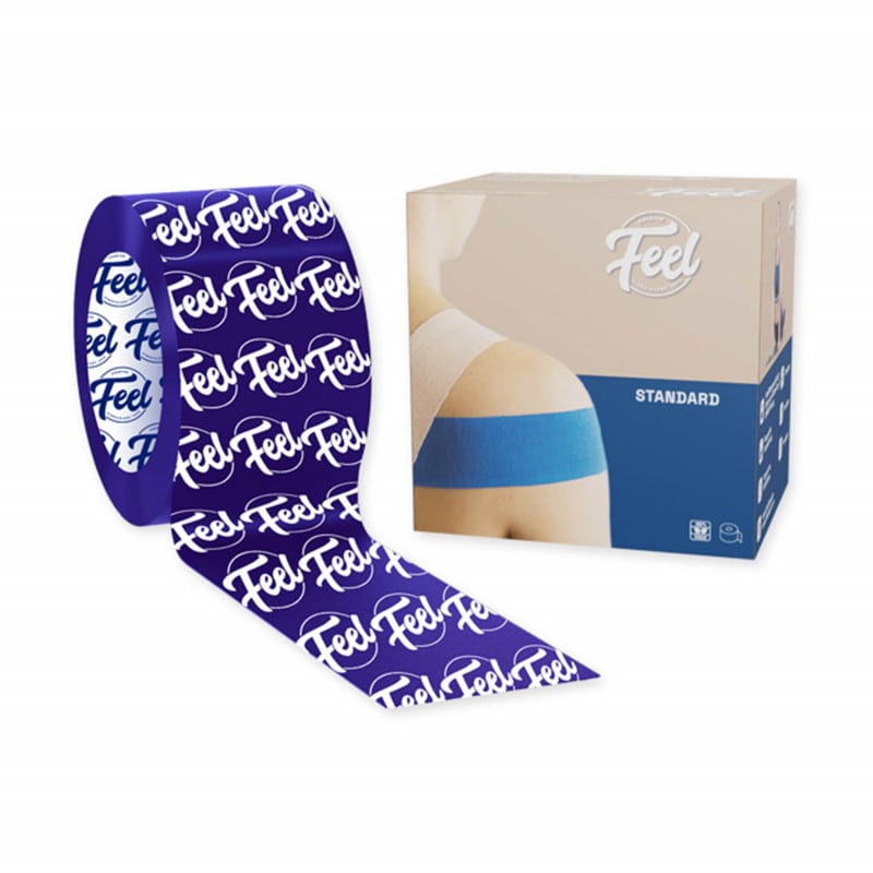 Feel Standard Tape in Anwendung am Knie - Kinesiologie Tape zur Unterstützung, 5 cm breit - Med-Praxisbedarf