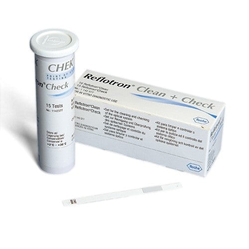 Roche Reflotron Clean + Check Set - 16 Alkohol-Reinigungstücher für Blutanalysegerät Wartung - Med-Praxisbedarf