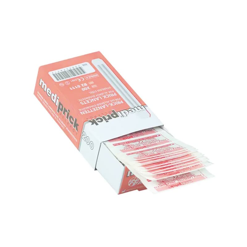 Mediprick Lanzetten Packung - Originalverpackung der Allergietest-Einmallanzetten - Med-Praxisbedarf
