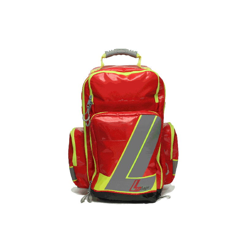 Notfallrucksack Lifebag L geöffnet - Innenansicht der Fachaufteilung für Medizinbedarf - Med-Praxisbedarf