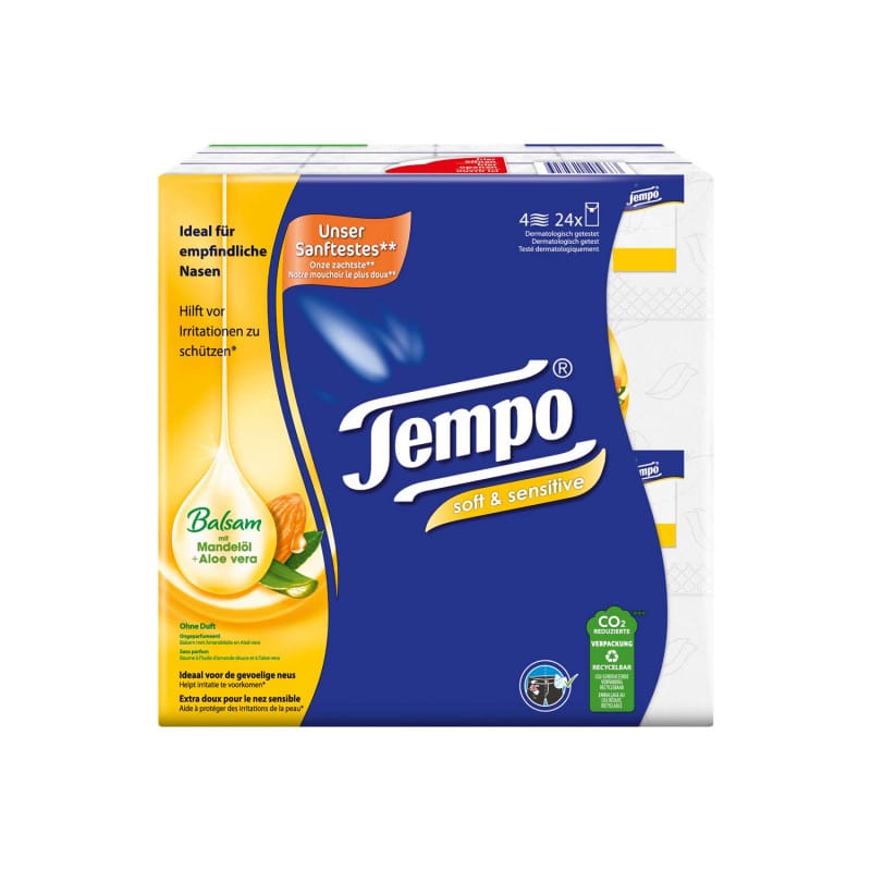 TEMPO Taschentücher Soft & Sensitiv - für sensible Haut in Arztpraxen und Heimen - Med-Praxisbedarf