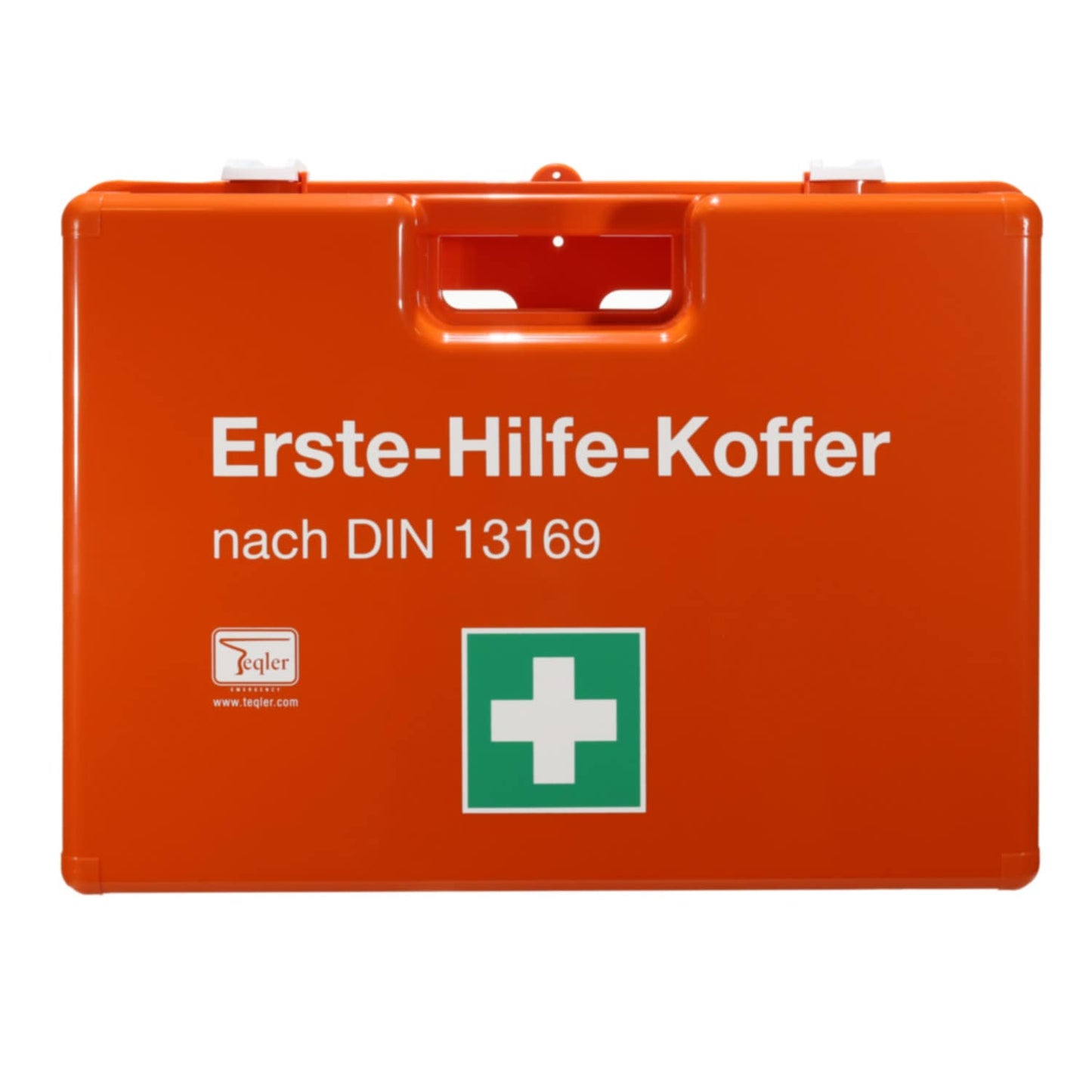 Erste-Hilfe-Koffer DIN 13169 - Innenansicht mit Fächern, vollständige Norm-Befüllung - Med-Praxisbedarf