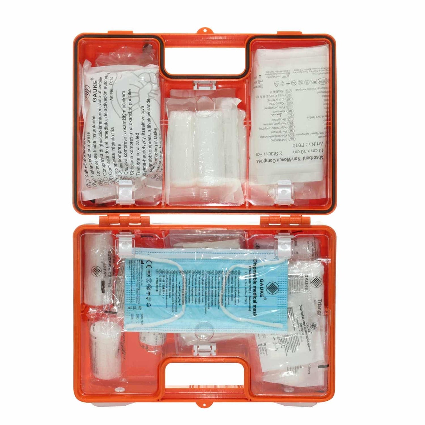 DIN 13157 Erste-Hilfe-Koffer Seitenansicht - robustes Gehäuse mit Wandhalterung - Med-Praxisbedarf