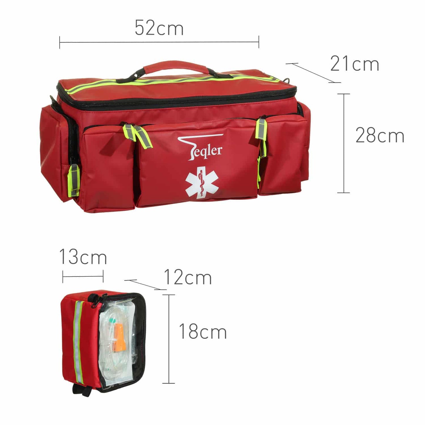 Notfalltasche Hasselt geöffnet - Übersichtliche Moduleinteilung für medizinischen Bedarf - Med-Praxisbedarf