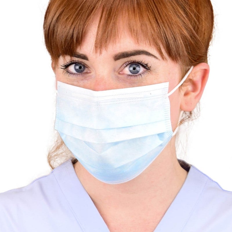 OP-Mundschutz aus 3-lagigem Vlies - medizinischer Einwegschutz, Typ II, blaue Farbe - Med-Praxisbedarf