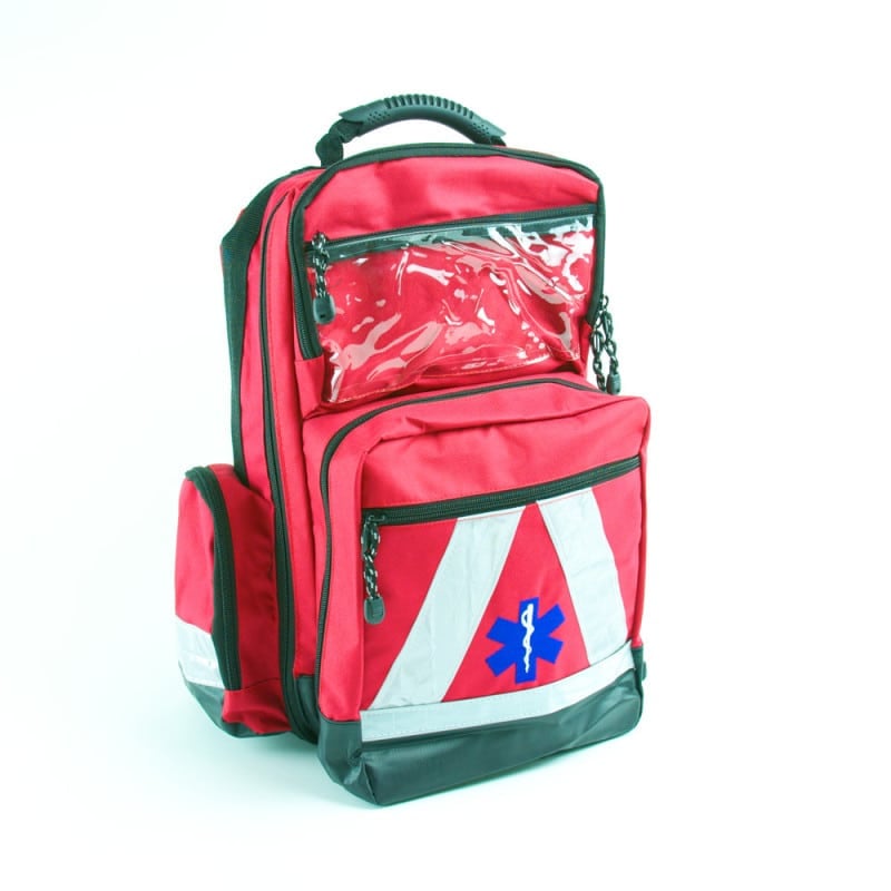 Innenaufteilung leerer Rettungsrucksack - mit elastischen Bändern und Fächern zur Organisation - Med-Praxisbedarf
