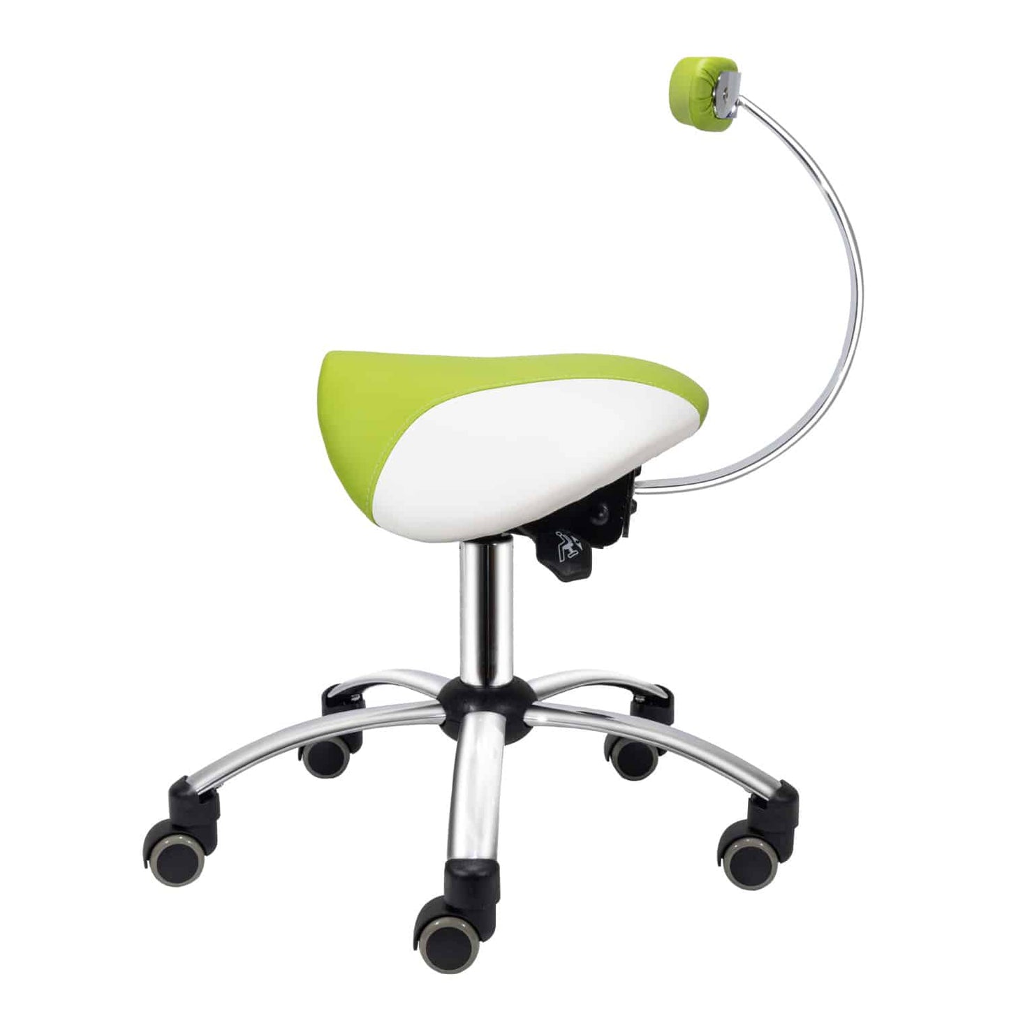 Sattelhocker mit Rückenlehne in Seitenansicht - ergonomische Unterstützung, verstellbar, Teqler - Med-Praxisbedarf