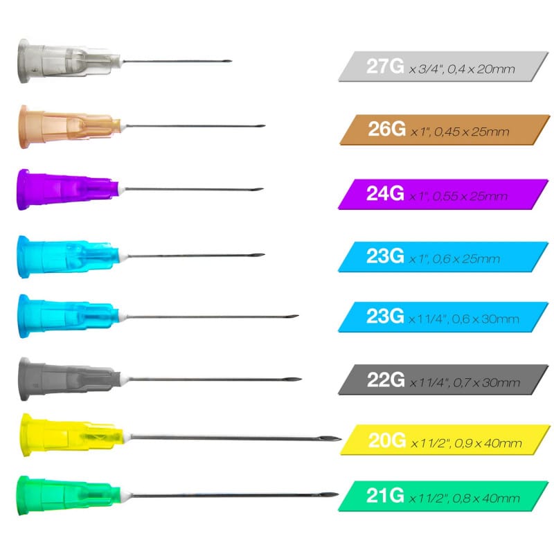 Medizinische Einmalkanülen Set - Chrom-Nickel-Stahl Kanüle mit Luer-Lock Ansatz - Teqler