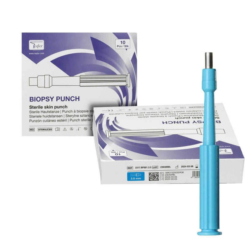 Teqler Stanzbiopsie Instrument - für Dermatologie und Praxis, scharfe Klinge - Med-Praxisbedarf