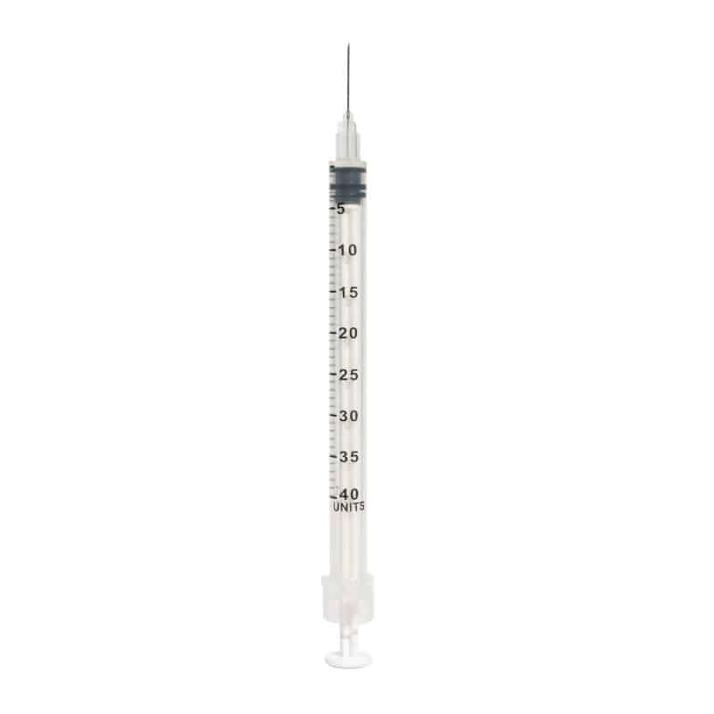 Sterile Insulinspritze mit 29G Kanüle - Produktdetailaufnahme der Teqler Spritze - Med-Praxisbedarf