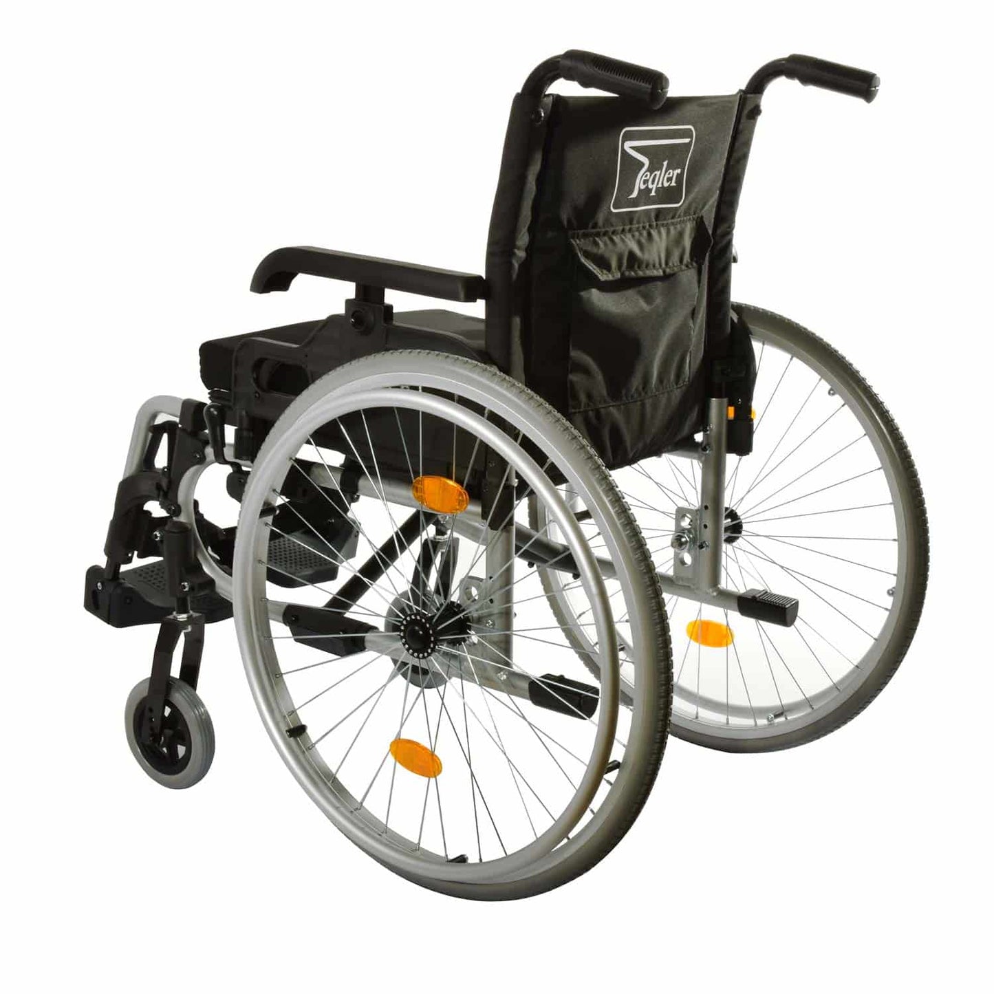 Teqler Komfort-Rollstuhl von hinten - große Hinterräder, ergonomischer Greifreifen für Selbstfahrer - Med-Praxisbedarf