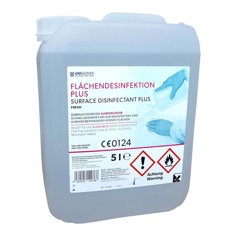 Flächendesinfektion Plus 1 Liter - Reinigungslösung von Unigloves im Gebinde - Med-Praxisbedarf