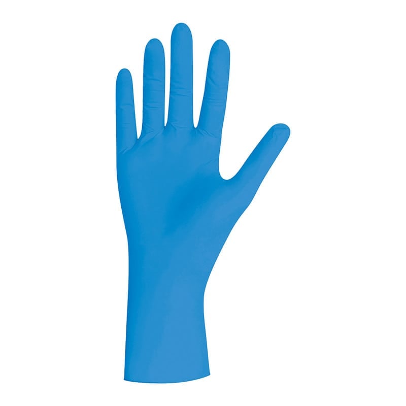 Nitril Einweghandschuhe Unigloves Soft Blue 300 - langer Schutzhandschuh für Klinik und Praxis - Med-Praxisbedarf
