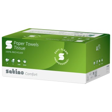 SATINO Comfort Papierhandtücher - Packung mit 3-lagigem Handtuchpapier für Waschräume, PT3 - Med-Praxisbedarf
