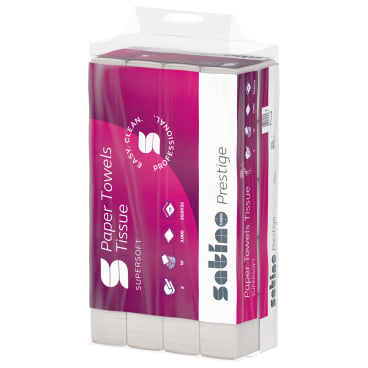 Satino Papierhandtücher prestige W-Falz, 20,6 x 32 cm, JT2 für hohen Komfort - Med-Praxisbedarf