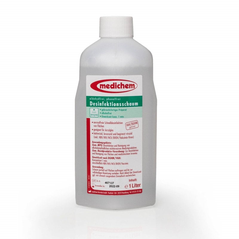 Medichem Desinfektionsschaum für Flächen - gebrauchsfertig, alkoholfrei, 1000 ml - Med-Praxisbedarf