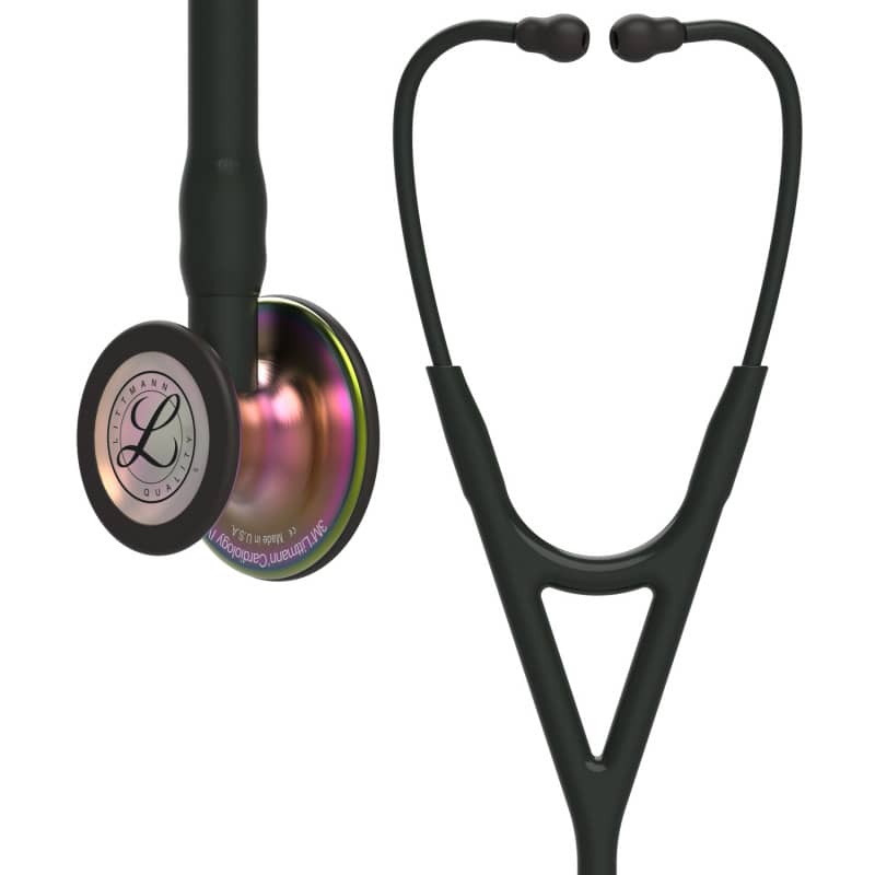 Littmann Cardiology IV Stethoskop - Nahaufnahme des beschrifteten, drehbaren Bruststücks - Med-Praxisbedarf