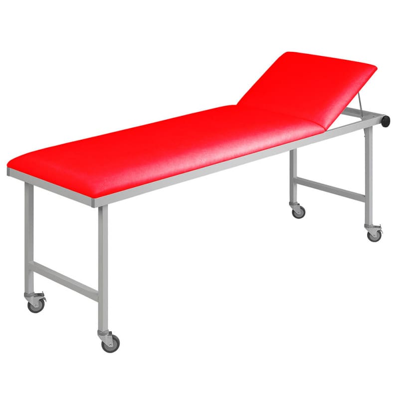 Edelstahl-Untersuchungsliege in Frontansicht - schlankes Design, platzsparend - Med-Praxisbedarf