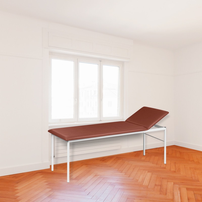 Untersuchungsliege mit höhenverstellbarem Kopf - komplett ausgefahren für volle Liegeposition - Med-Praxisbedarf