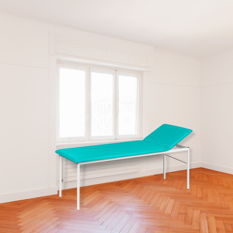 Untersuchungsliege mit verstellbarem Kopfteil - gepolsterte Patientenliege in Grau, Kunstleder-Bezug - Med-Praxisbedarf