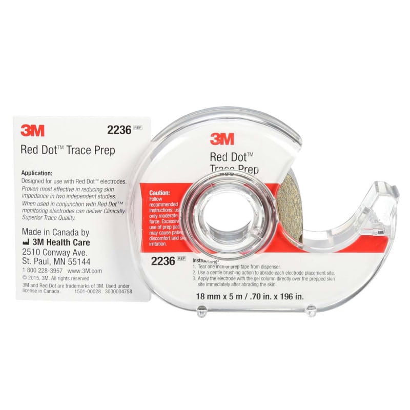 3M Red Dot Abrasionsband 2236 - Schleifpapier zur Hautvorbereitung für EKG-Elektroden - Med-Praxisbedarf