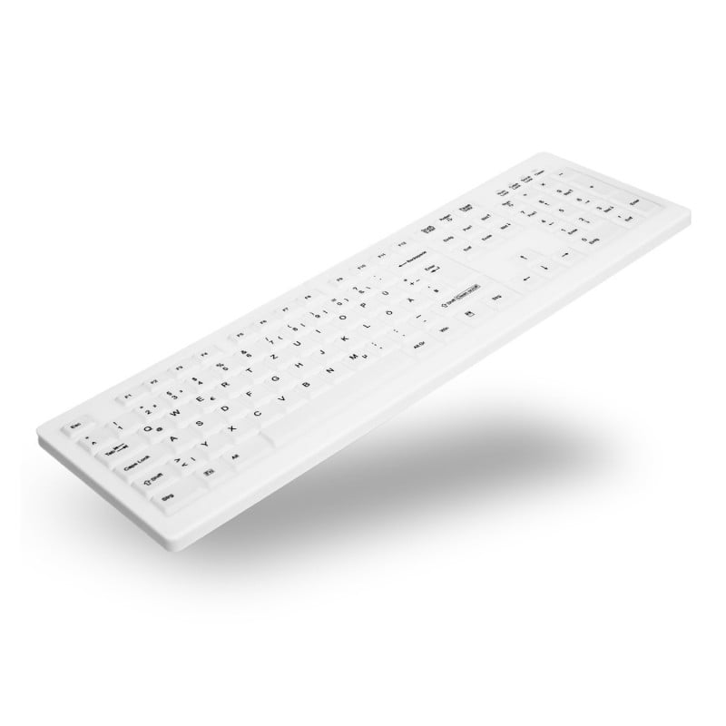 Hygienische Tastatur AK-C8100 - desinfizierbare Tastatur in Nahaufnahme, flaches Design - Med-Praxisbedarf