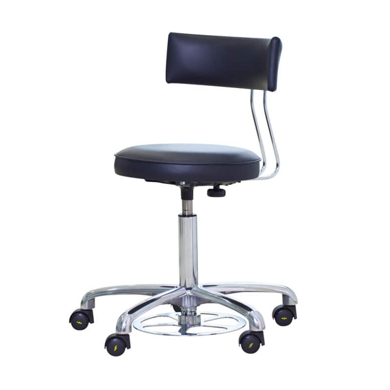 OP-Stuhl mit leitfähigem Polster Seitenansicht - zeigt ergonomische Rückenlehne - Med-Praxisbedarf