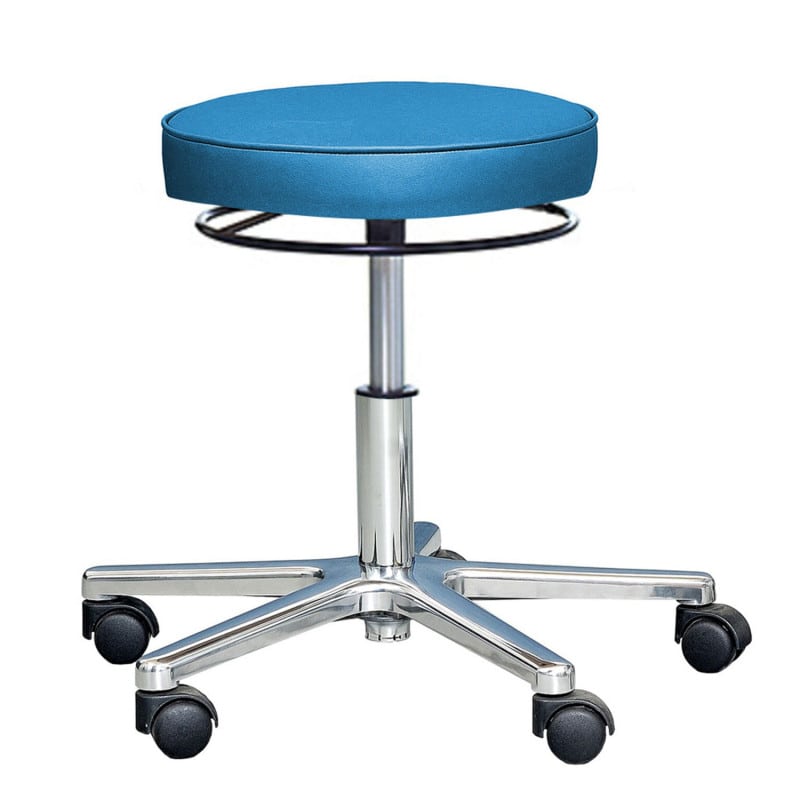 Praxis-Drehhocker mit Ringauslösung von AGA - stufenlose Höhenverstellung 43-55 cm, 5 Rollen - Med-Praxisbedarf
