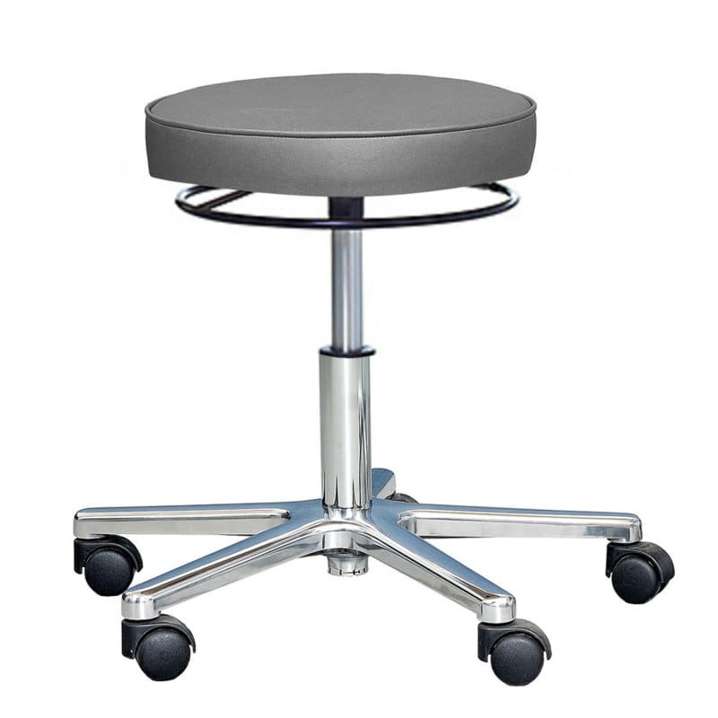 Praxis-Drehhocker mit Ringauslösung in Schwarz - stufenlos höhenverstellbar 43-55 cm - Med-Praxisbedarf