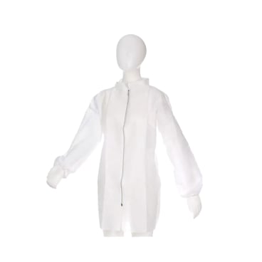 Besucherjacke weiß mit Reißverschluss - Einwegjacke aus PP-Vlies für Klinikbesuch - Med-Praxisbedarf