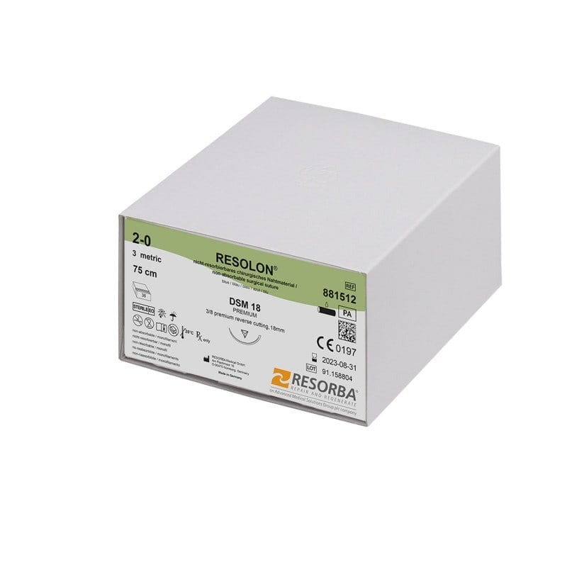 Resorba RESOLON Nahtmaterial - Packung mit 36 Nadel-Faden-Kombinationen - Med-Praxisbedarf
