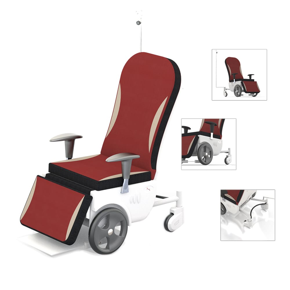 Pflegesessel GAMMA von hinten - ergonomische Rückenlehne und praktische Griffe für Pflegekräfte - Med-Praxisbedarf