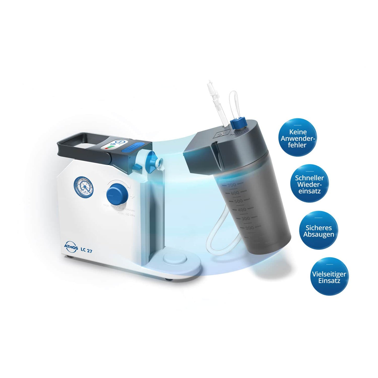 ATMOS LC 27 tragbares Absauggerät - medizinische Absaugung für Sekret und Blut - Med-Praxisbedarf