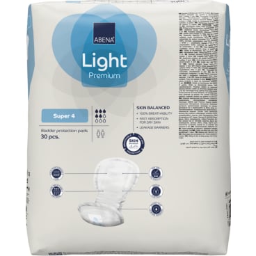 ABENA Light Premium Inkontinenzeinlage Super 4 - für mittlere Inkontinenz mit sicheren Fixierstreifen - Med-Praxisbedarf