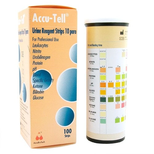 Accu-Tell 10 Urinteststreifen - 10 Parameter Diagnostik, schnelle Ergebnisse - Med-Praxisbedarf