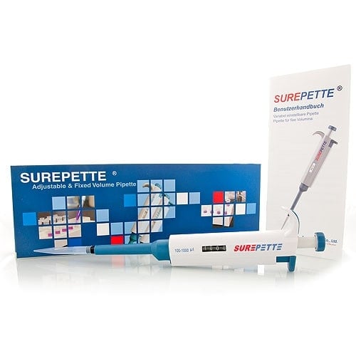 Medizinische Präzisionspipette SurePette - variabel einstellbarer Hub im Close-up - Med-Praxisbedarf