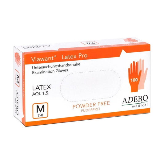 Viawant Latex Pro Untersuchungshandschuhe - puderfreie Latexhandschuhe mit texturierten Fingerspitzen - Med-Praxisbedarf