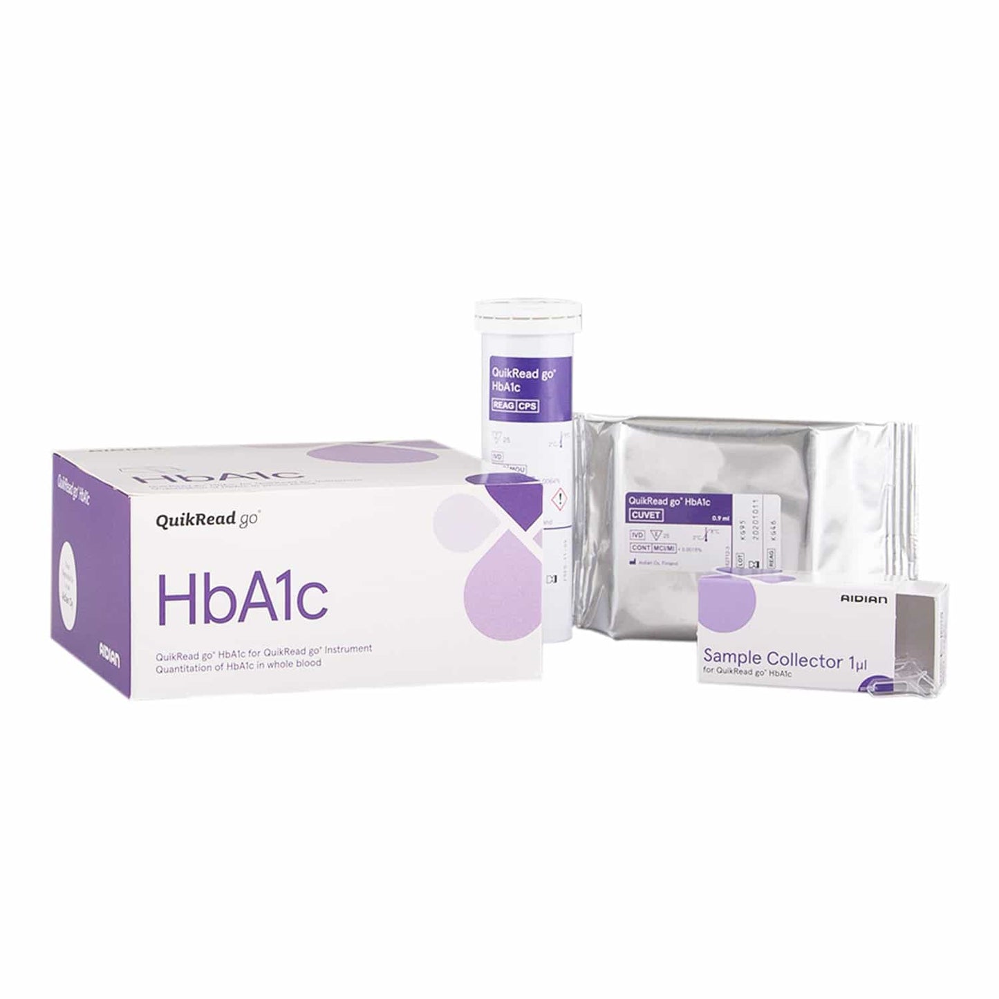 HbA1c Test-Kit QuikRead go - für Langzeit-Blutzuckerwerte von Aidian - Med-Praxisbedarf