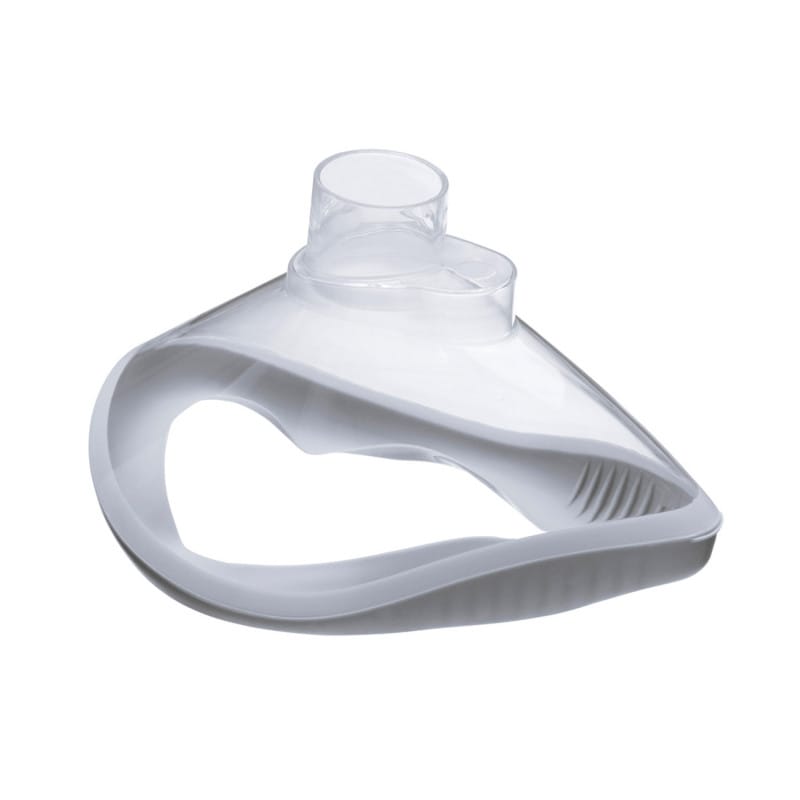 Open-Cuff-Gesichtsmaske Ambu Einweg - Aufsicht auf das Ventil und die transparente Maskenschale - Med-Praxisbedarf