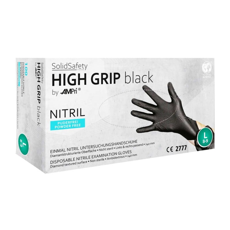 Ampri High Grip Nitril-Einmalhandschuhe - latexfrei, texturiert für optimalen Griff - Med-Praxisbedarf