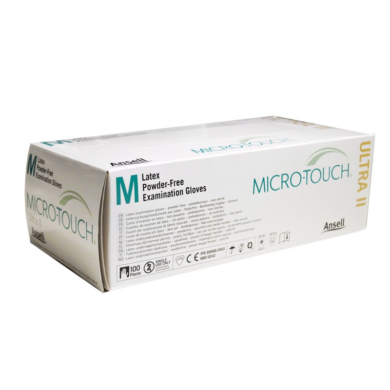 Ansell Micro-Touch Ultra II Latexhandschuhe - aus Naturkautschuklatex, niedriger Proteingehalt - Med-Praxisbedarf