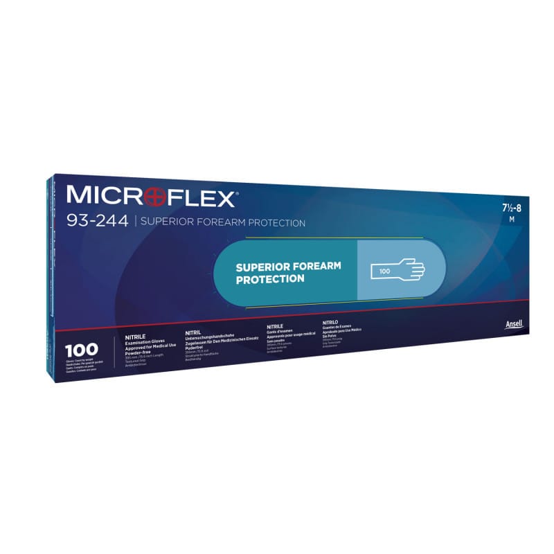 Ansell Microflex 93-244 Nitrilhandschuhe extra lang - 39,5 cm für Hochrisikobereiche - Med-Praxisbedarf
