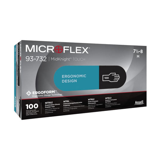 Ansell Microflex Midknight Touch Nitrilhandschuh - schwarz, dünnwandig 0,07-0,1 mm - Med-Praxisbedarf