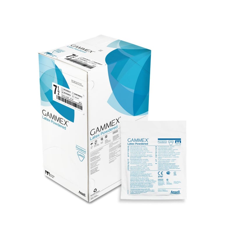 Gammex Latex powdered OP-Handschuhe von Ansell - sterile Latexhandschuhe mit Puder - Med-Praxisbedarf
