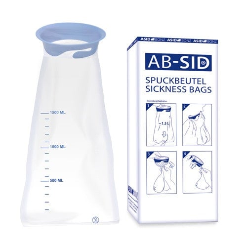 AB-SID Spuckbeutel mit Ring, 50 Stück - Einwegbeutel aus Kunststoff, hygienisch - Med-Praxisbedarf