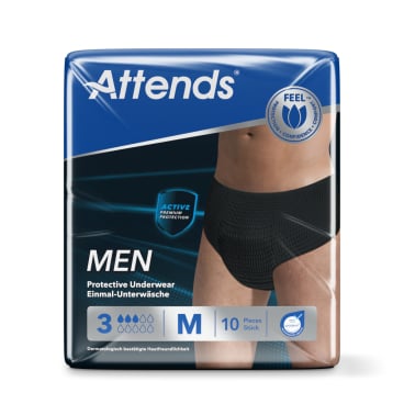Attends Men Protective Underwear 3 Inkontinenzhosen schwarz - Einmalhosen für Männer, leichte bis mittlere Harninkontinenz...